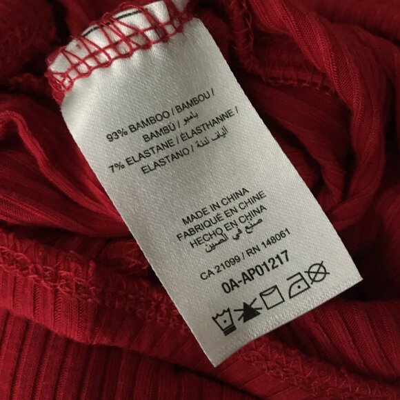 Flamenco Red Ruffle Collar 3/4 Sleeve Bamboo Bodysuit - Picture 9 of 15